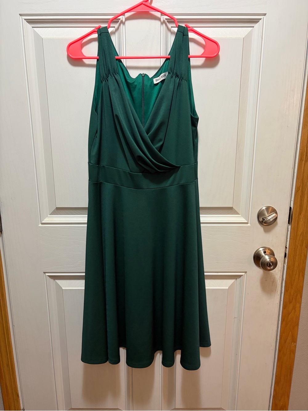 Grace Karin Emerald Green Draped V-Neck Sleeveless Dress